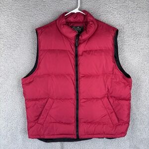 Vintage Eddie Bauer Goose Down Puffer Vest Men's Large Red Full Zip Outdoor